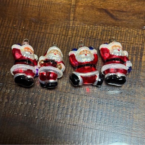 Santa Clause Ornaments Vintage Michaels Glass Christmas Tree Set of 4 Miniature - Picture 3 of 12